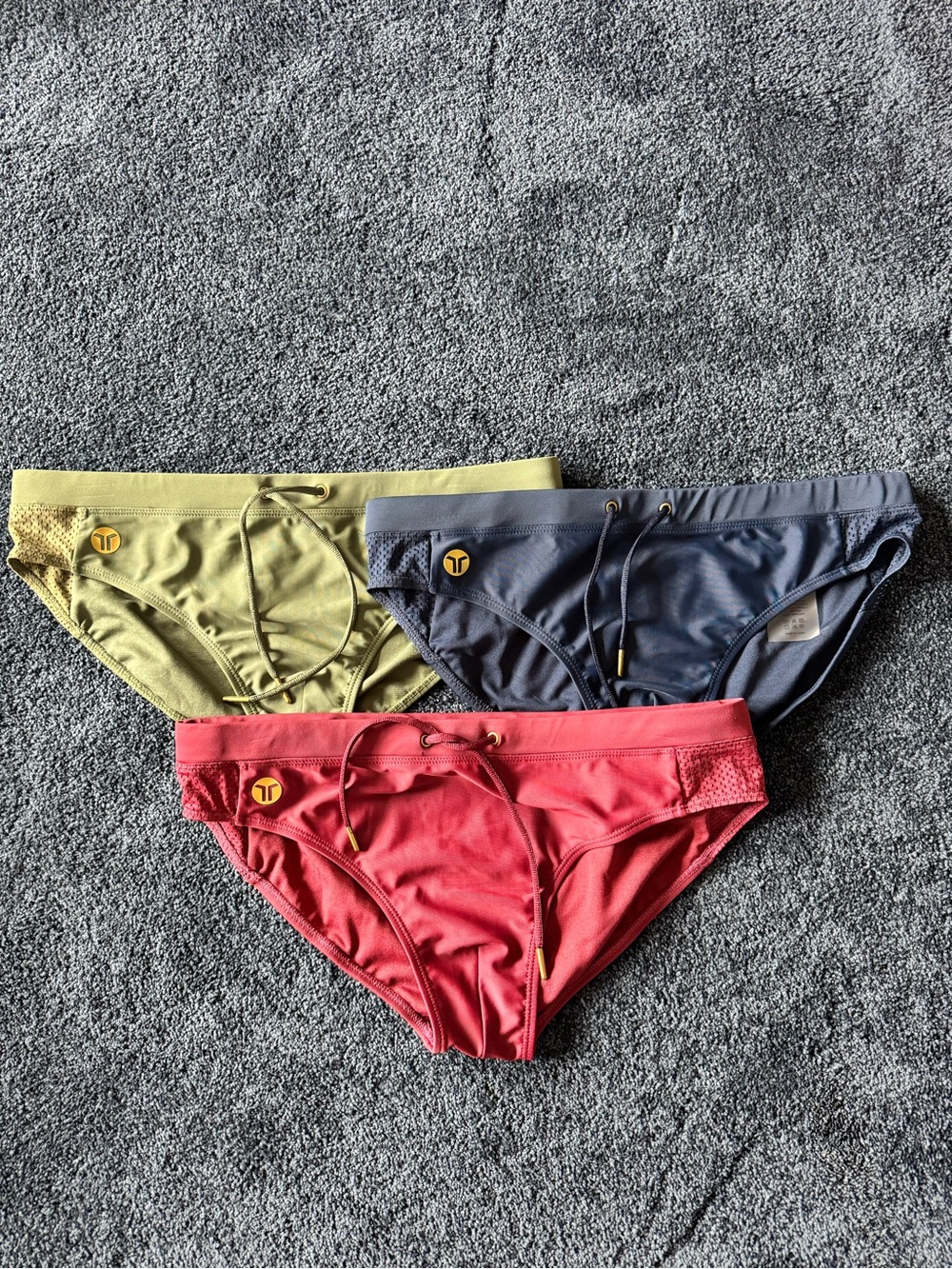 Men's TEAMM8 Skipper Swim Briefs Bundle - Ruby, Olive, Navy (L)